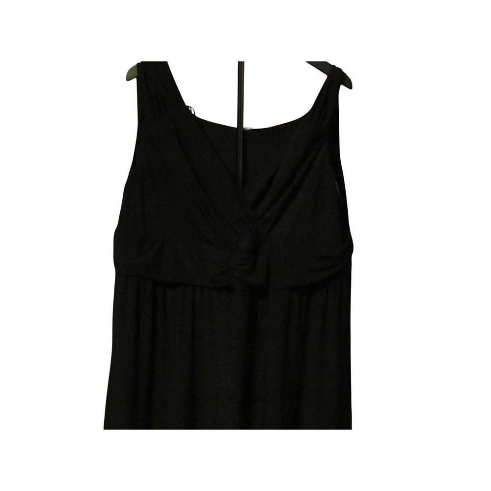 NY Collection Womens 2X Black Sleeveless V-Neck Empire Waist Maxi Dress Plus Sz